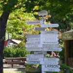 Signs to various wineries in the town of Sonoma.